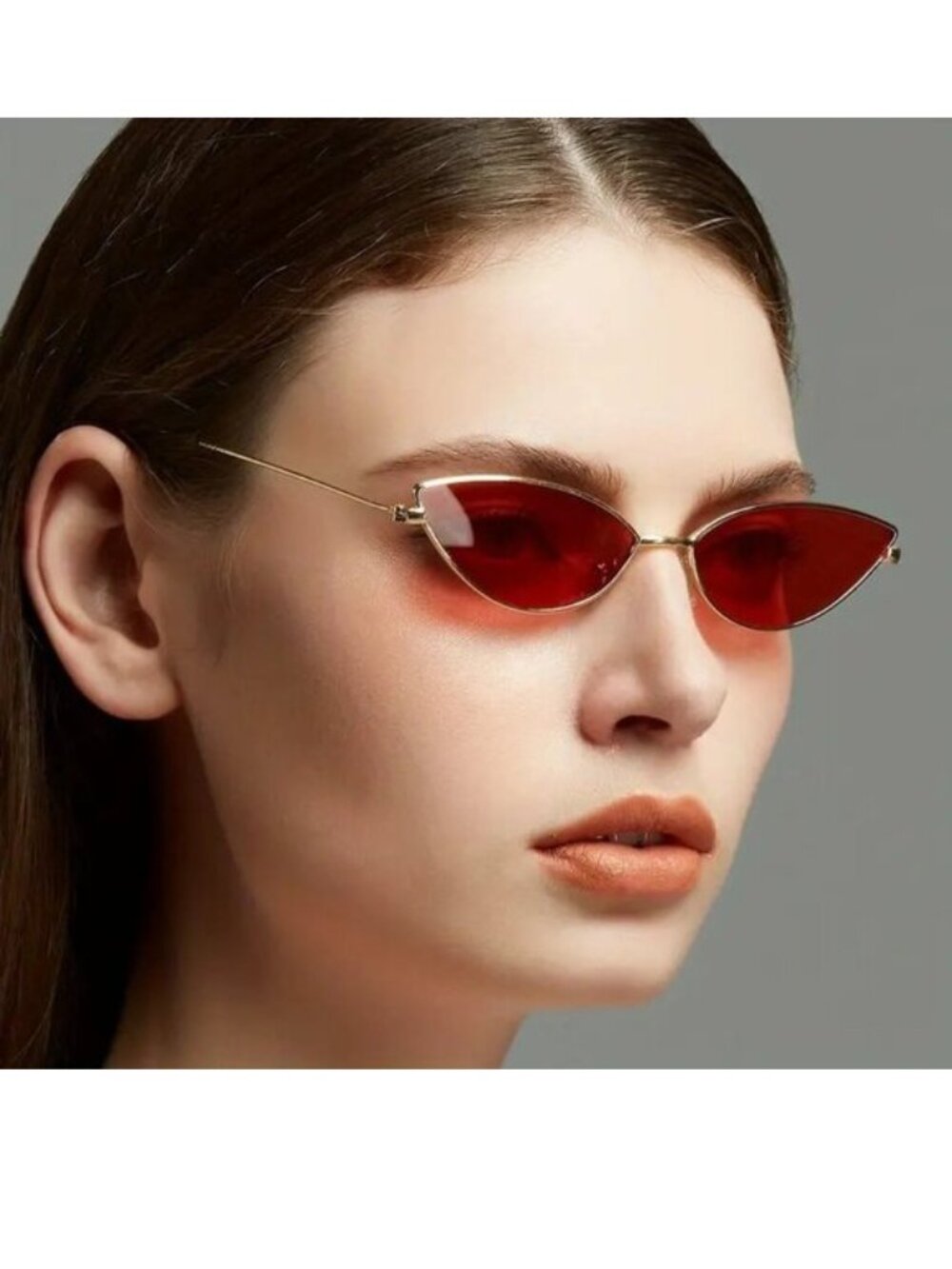 Sunglasses Cat Eye Vamp Red Rave Goth Sun Shades Trendy Stylish Edgy Fashion Fun - Picture 2 of 6